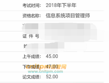 信息系统项目管理师成绩