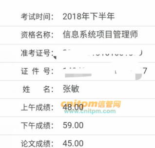 信息系统项目管理师成绩