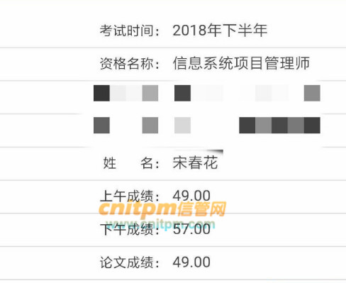 信息系统项目管理师成绩