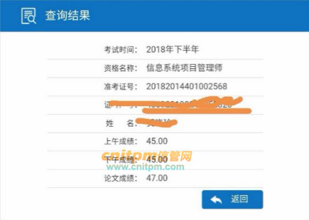 信息系统项目管理师成绩