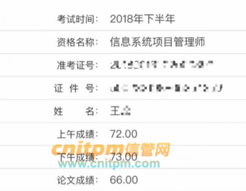 信息系统项目管理师成绩
