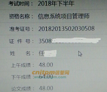 信息系统项目管理师成绩