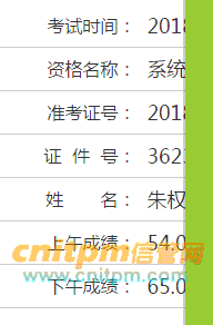 系统集成项目管理工程师成绩