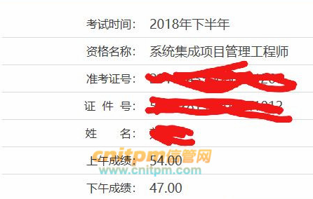 系统集成项目管理工程师成绩