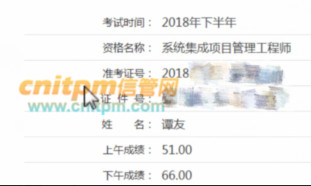 系统集成项目管理工程师成绩