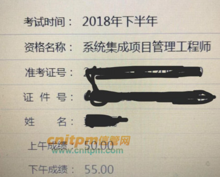 系统集成项目管理工程师成绩