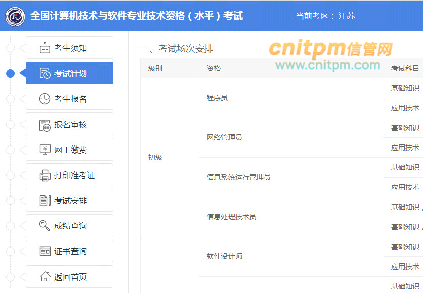 信息系统项目管理师报名程序/流程/步骤