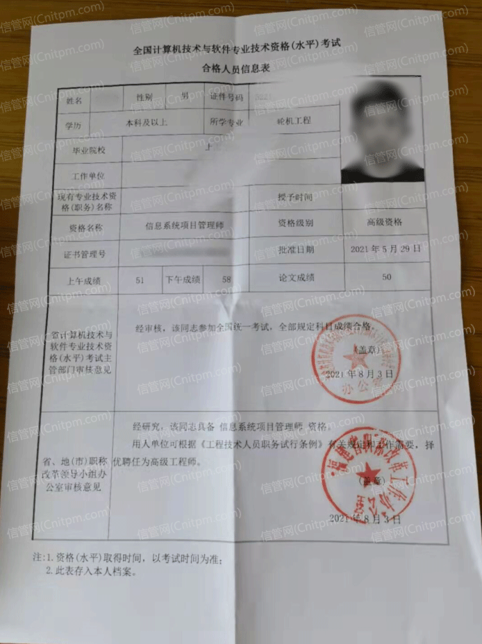 信息系统项目管理师合格人员信息表